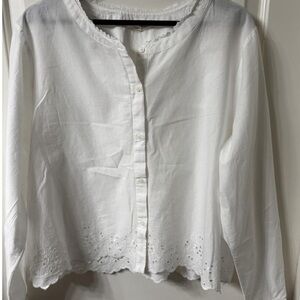 Lucky Brand White Eyelet Scalloped Edge 100% Cotton size small